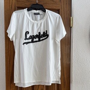 Karl Lagerfeld White Tee with Black Logo